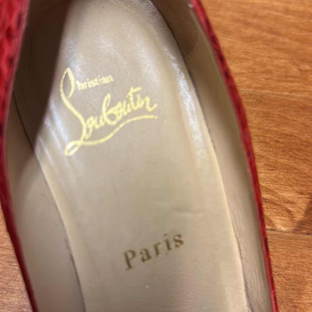 Christian Louboutin Red Python Platform Pumps 40 - image 5